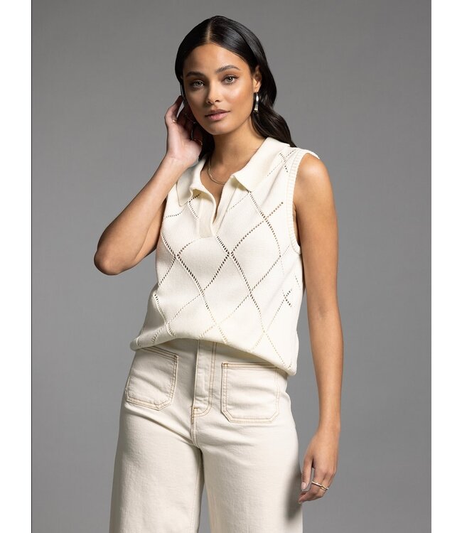 Aria Collared Sleeveless Knit Top