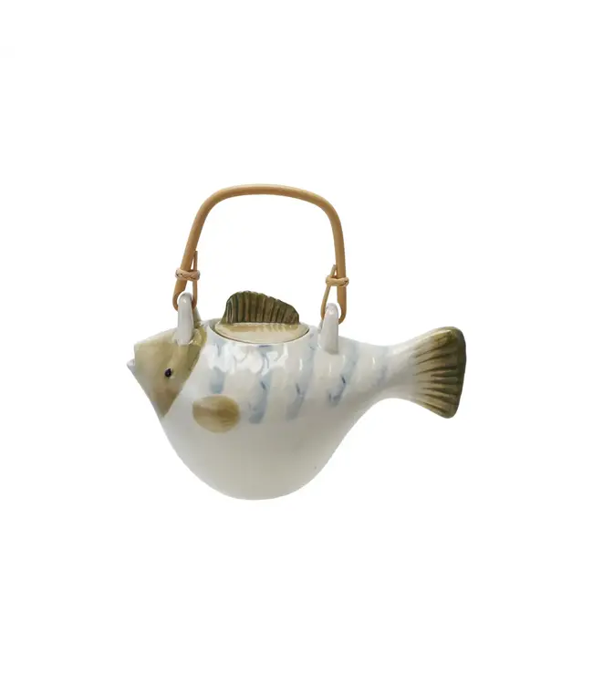 24 oz. Hand-Painted Teapot with Strainer & Handle