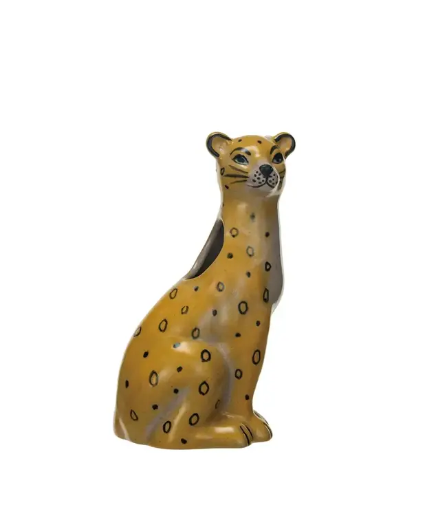 Stoneware Leopard Shaped Vase