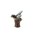 Hand-Painted Stoneware Bird on Log Shaped Vase