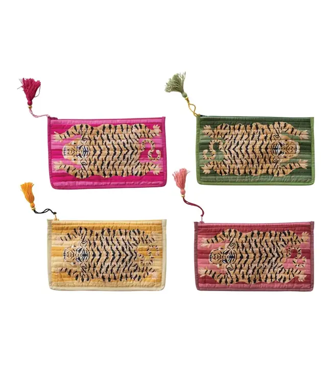 Cotton Voile Printed Zip Pouch With Interior Coating