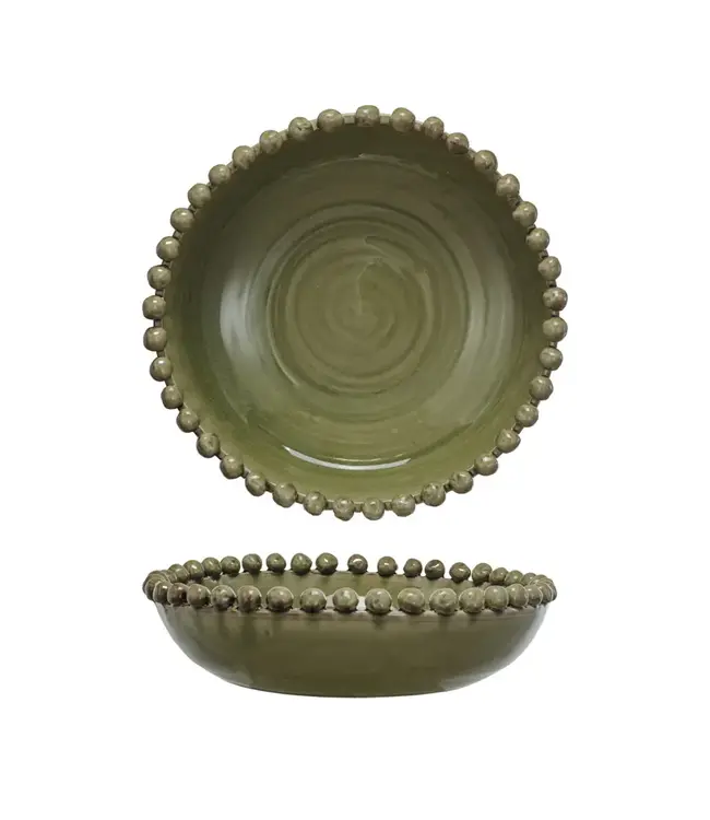 Decorative Terra-cotta Bowl with Hobnail Edge