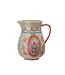 3 Quart Hand-Painted Stoneware Pitcher with Flowers