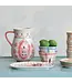 3 Quart Hand-Painted Stoneware Pitcher with Flowers