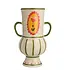 Stoneware Vase with Flower & Handles