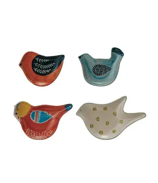Hand-Painted Stoneware Bird Shaped Dish