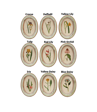 Wood Framed Glass Wall Décor with Flower - Sold Individually