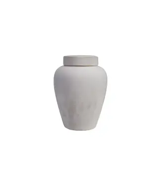 Decorative Debossed Stoneware Ginger Jar with Lid