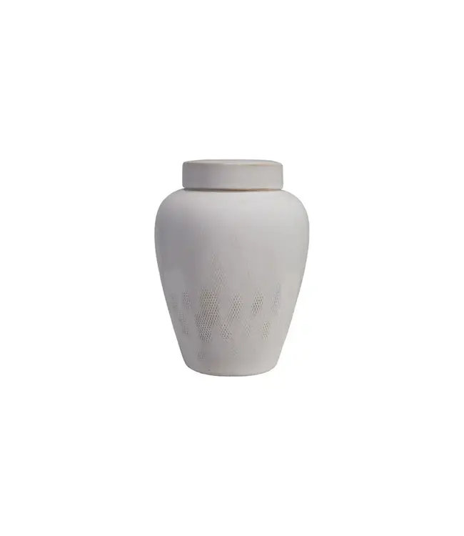 Decorative Debossed Stoneware Ginger Jar with Lid