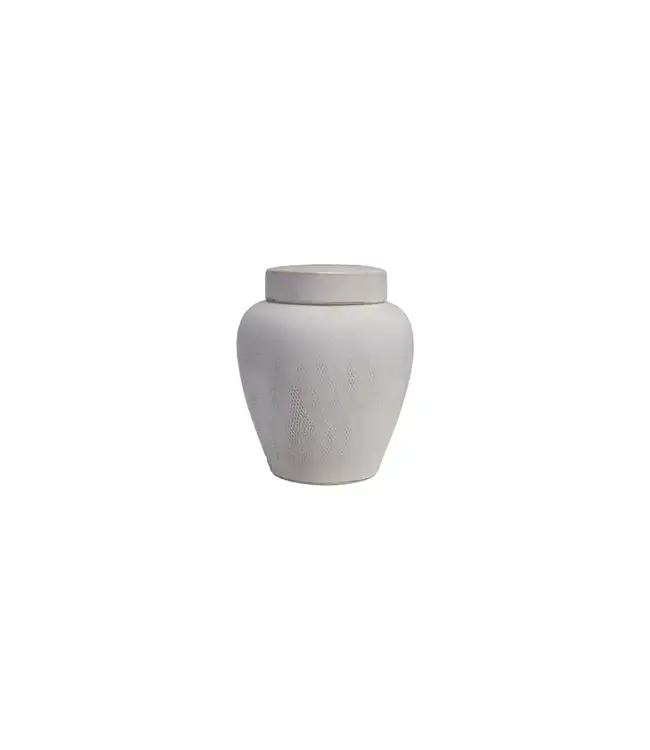 Decorative Debossed Stoneware Ginger Jar with Lid