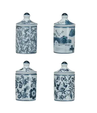 Hand-Painted Stoneware Spice Jar w/ Pattern - Sold Individually