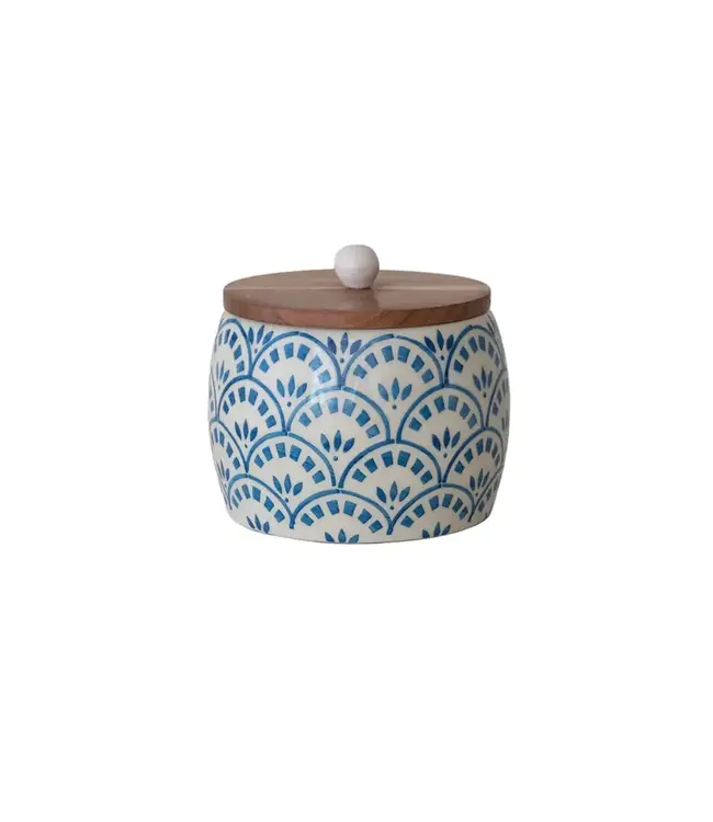 Stoneware Canister with Acacia Wood Lid