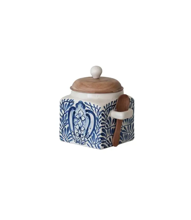 Stoneware Canister with Lid & Spoon