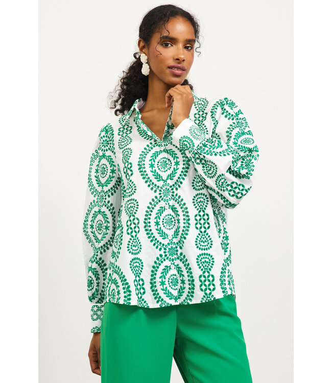 Naomi Eyelet Embroidered Long Sleeve Button Down Shirt