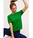 Avery Soft Short Puffy Sleeve Basic Stretchy Knit Top