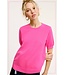 Avery Soft Short Puffy Sleeve Basic Stretchy Knit Top