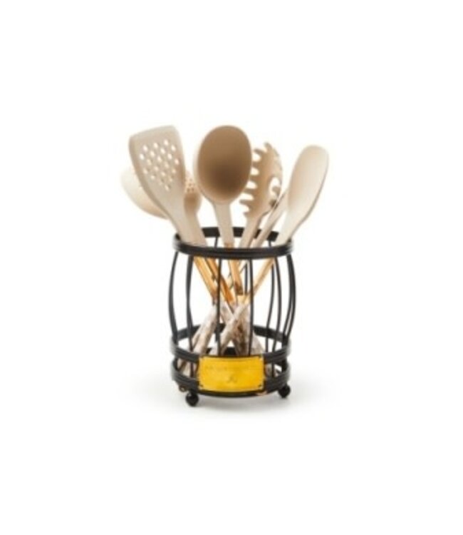 MACKENZIE CHILDS Mocha Check Utensil Caddy Set