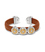 BRIGHTON Mosaic Two Tone Leather Bar Cuff Bracelet