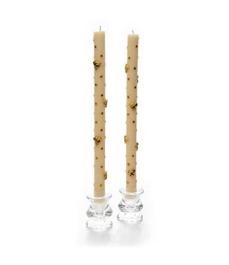 MACKENZIE CHILDS Bee Gold Dinner Candles - Sold as Set
