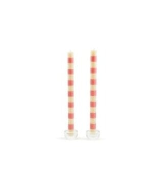 MACKENZIE CHILDS Bands Pink Dinner Candles - Sold as Set