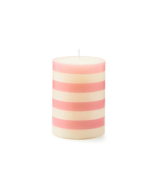 MACKENZIE CHILDS 4” Pink Bands Pillar Candle