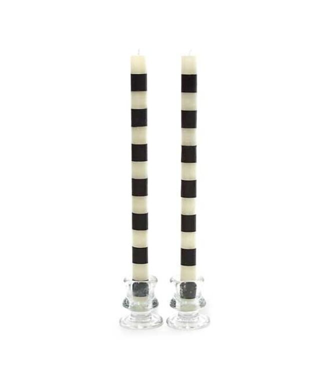 MACKENZIE CHILDS Bands Black Dinner Candles - Sold as Set