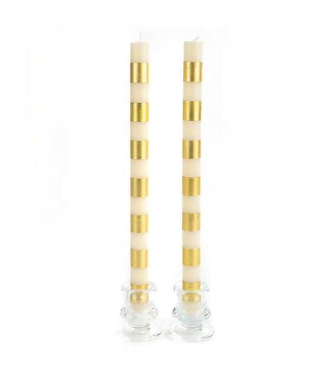 MACKENZIE CHILDS Bands Gold Dinner Candles - Sold as Set