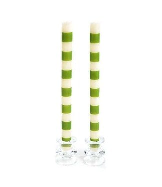MACKENZIE CHILDS Bands Green Dinner Candles - Sold as Set