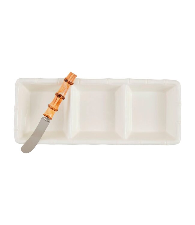 White Bamboo Triple Tidbit Set