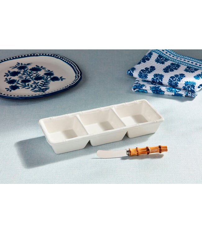 White Bamboo Triple Tidbit Set