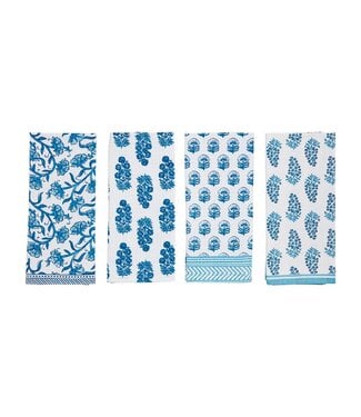 Blue Block Print Towels