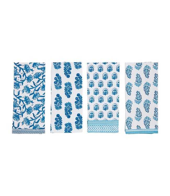 Blue Block Print Towels