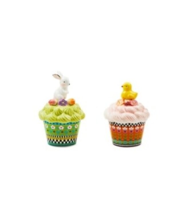 MACKENZIE CHILDS Calico Cupcake Lidded Boxes