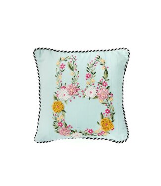 MACKENZIE CHILDS Floral Bunny Embroidered Throw Pillow