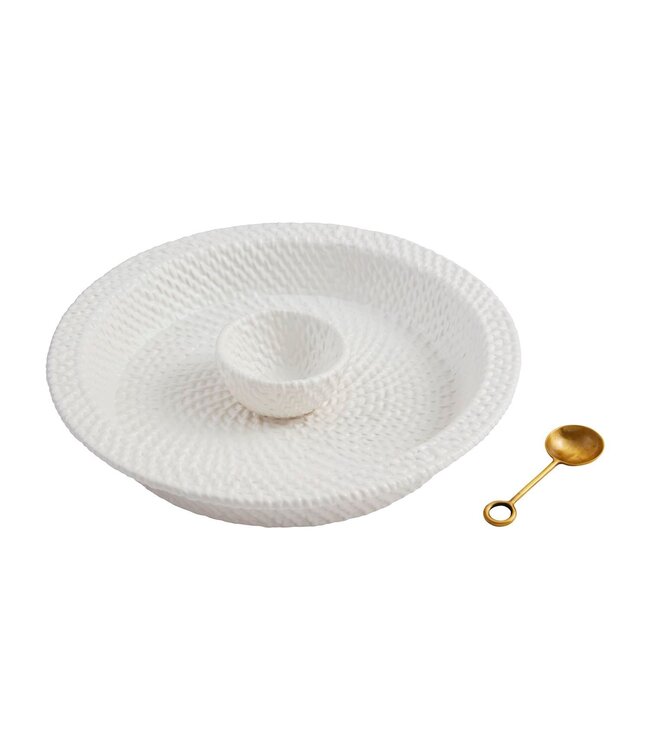 Woven Stoneware Chip & Dip Server Set