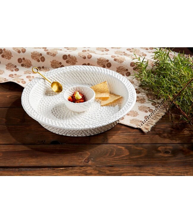 Woven Stoneware Chip & Dip Server Set