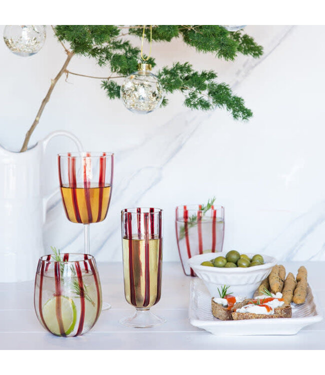 VIETRI Nuovo Stripe Red Wine Glass