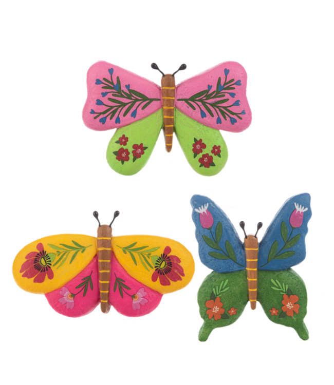 Botanical Butterfly Garden Art Rock