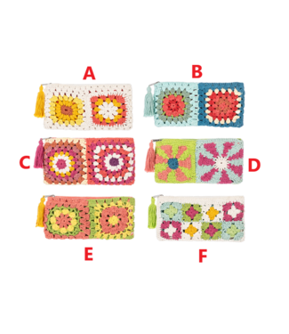 Crochet Rectangle Flower Pouch