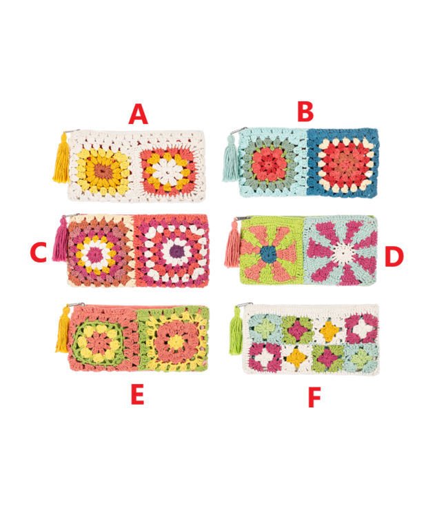Crochet Rectangle Flower Pouch