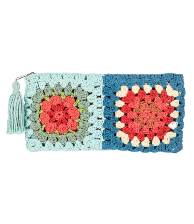 Crochet Rectangle Flower Pouch
