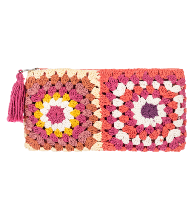 Crochet Rectangle Flower Pouch