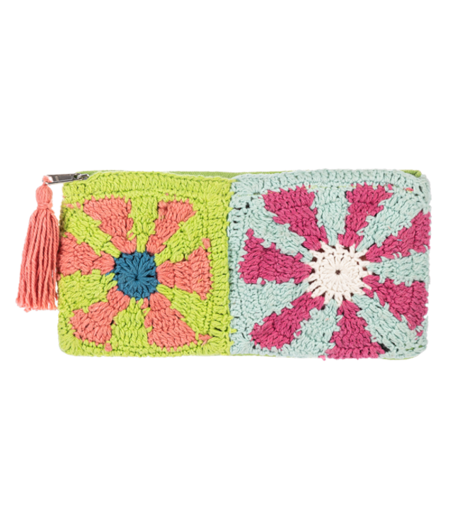 Crochet Rectangle Flower Pouch