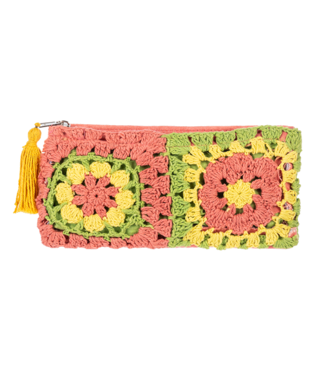 Crochet Rectangle Flower Pouch