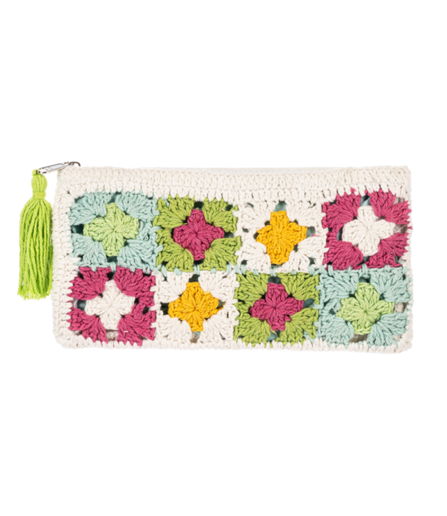 Crochet Rectangle Flower Pouch