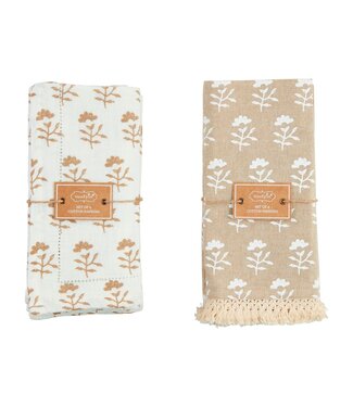 Taupe Block Print Cloth Napkin