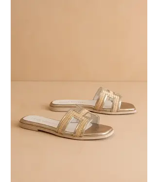 The Ena H Cutout Raffia Slide