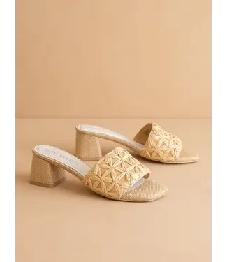 The Winona Woven Raffia Block Heel