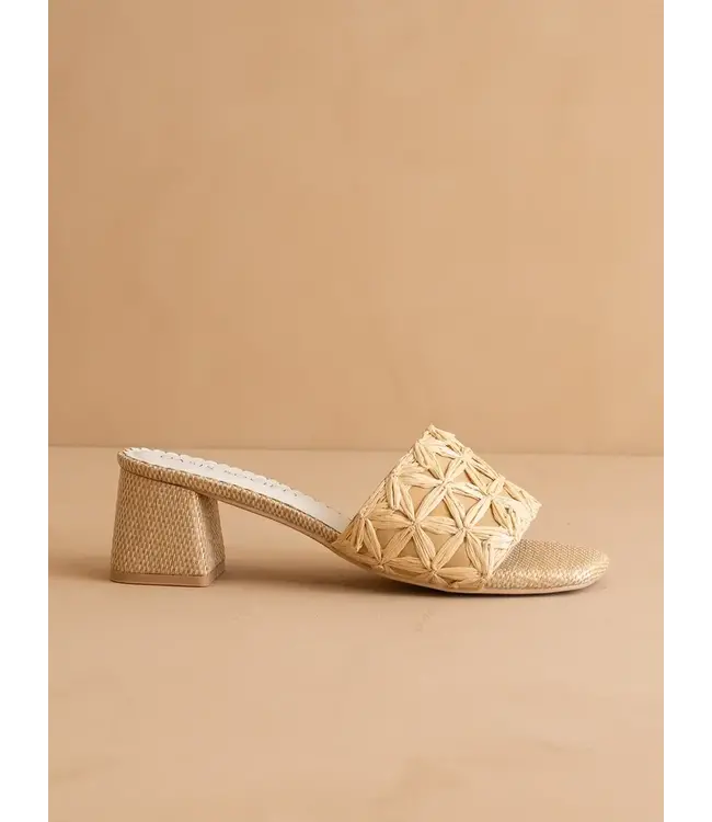 The Winona Woven Raffia Block Heel
