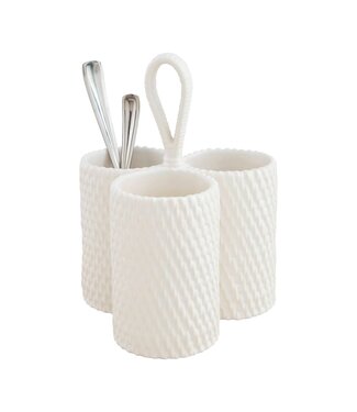 Woven Stoneware Utensil Holder
